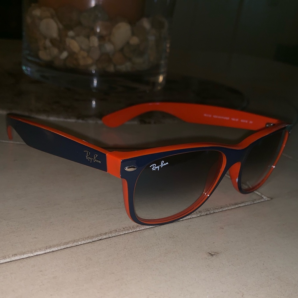 Wayfarer orange and blue raybans